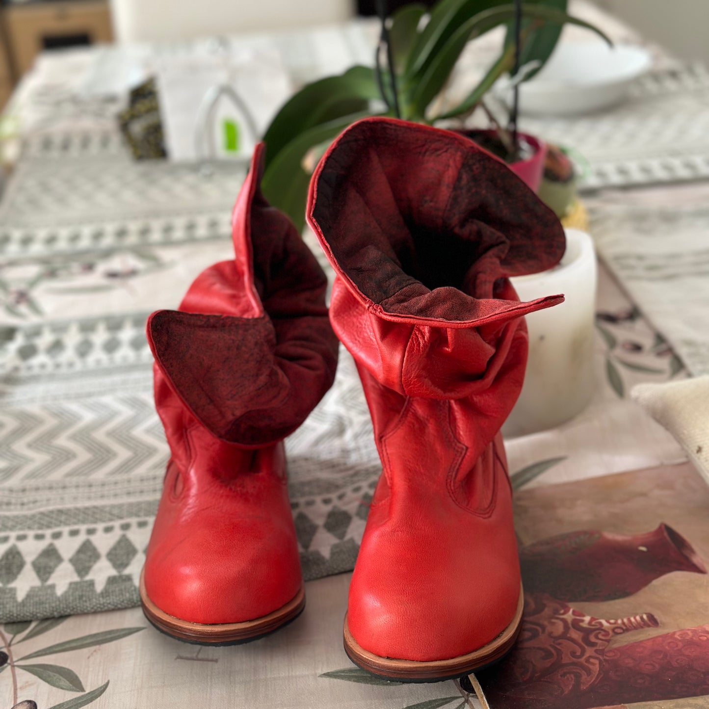 'Fairy Slippers' Ankle Boots in Red