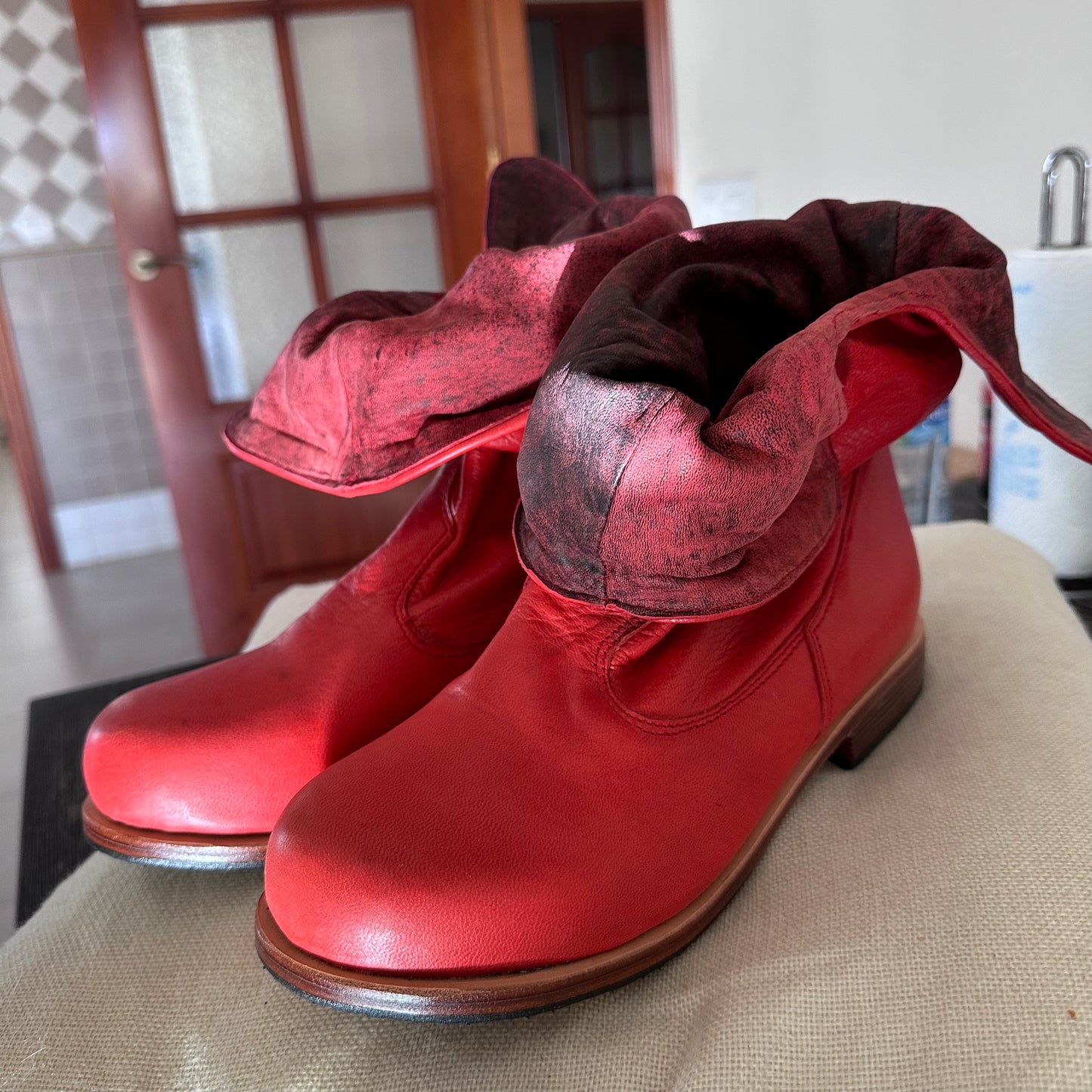 'Fairy Slippers' Ankle Boots in Red