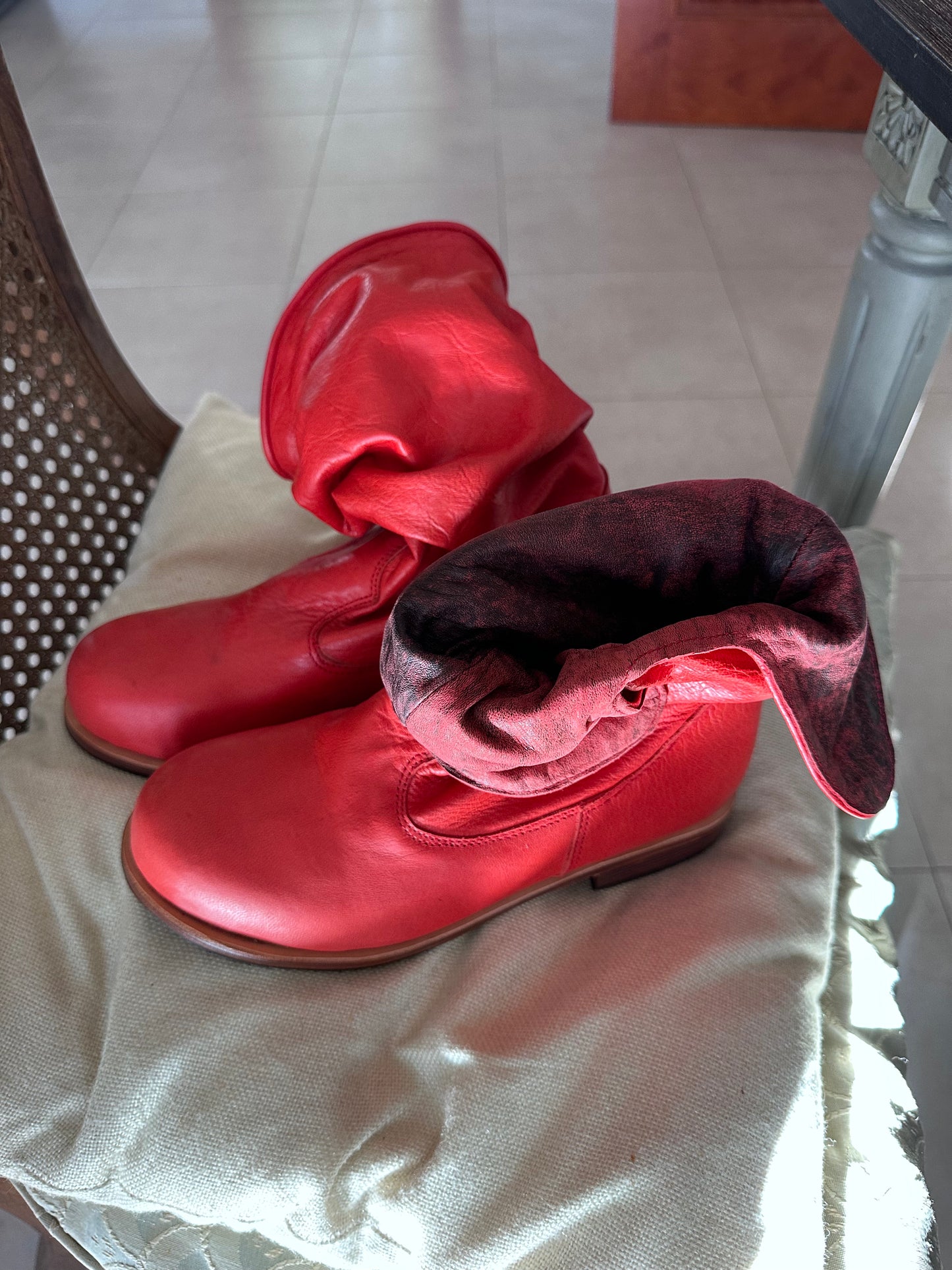 'Fairy Slippers' Ankle Boots in Red