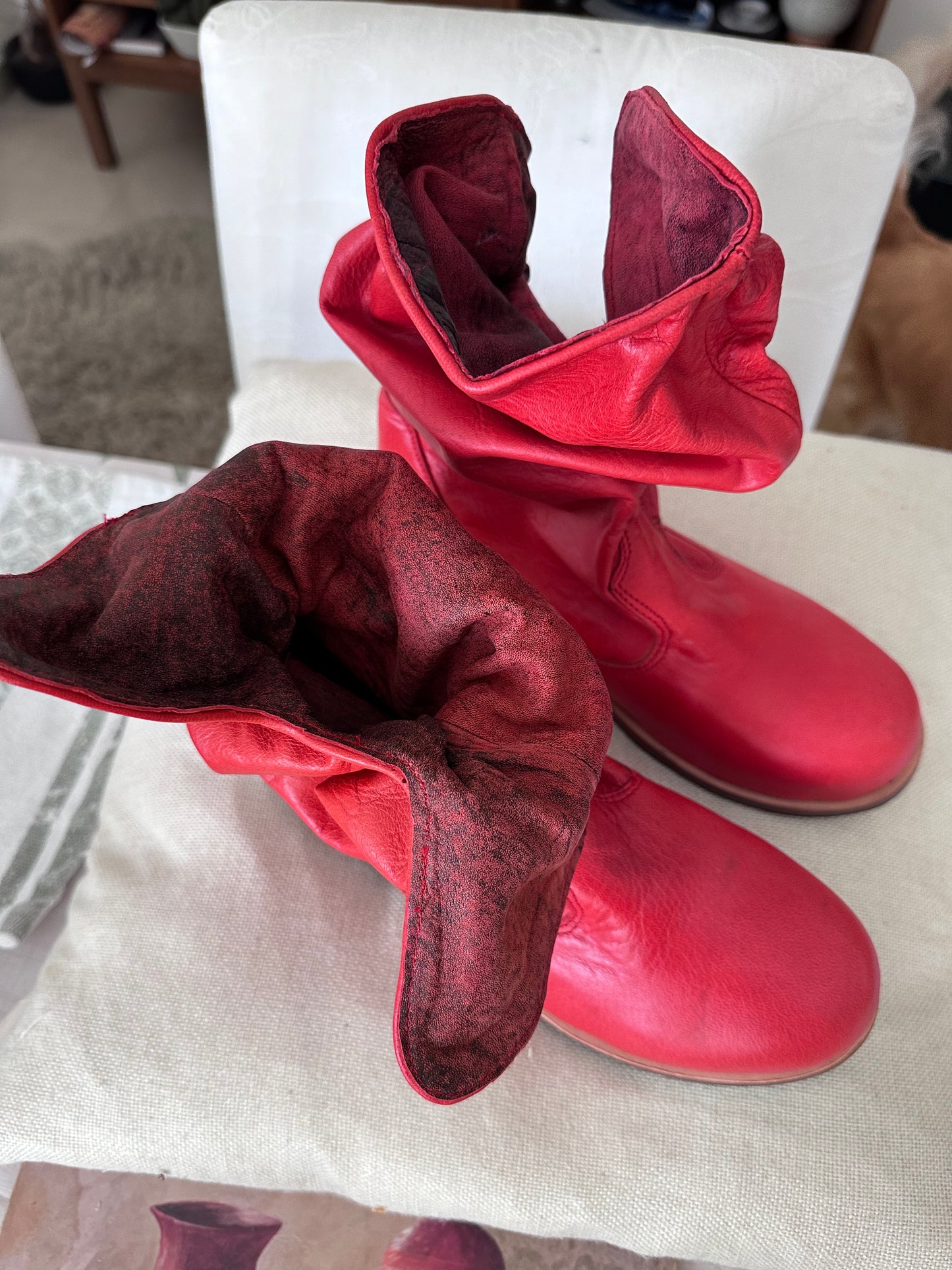 'Fairy Slippers' Ankle Boots in Red