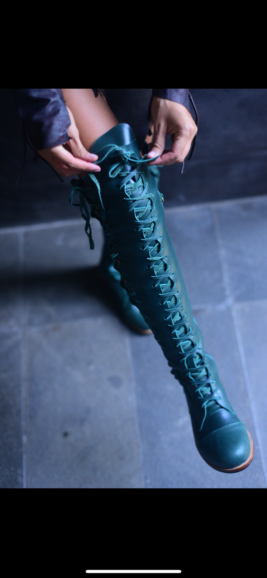 Clockwork Fairy Dark Forest Knee High Boots