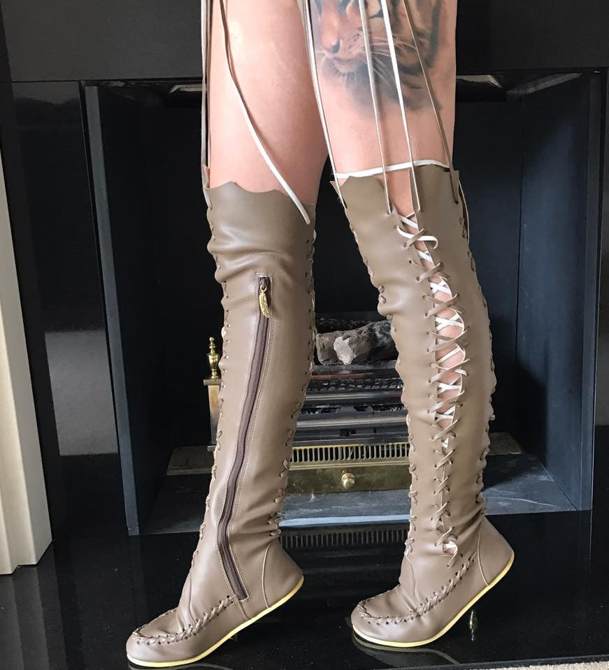 'Mushroom' Vegan Pleather Knee High Boots