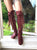 Maroon Oxblood Leather Knee High Boots