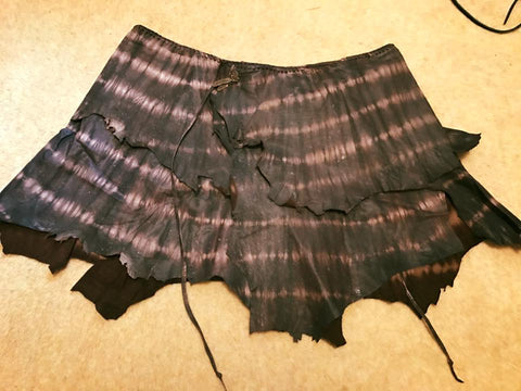 Brown and Tan Tie-Dye Leather Skirt