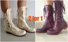 'Clockwork Fairy' Ankle Boots in Black with Tan Soles and another pair for free