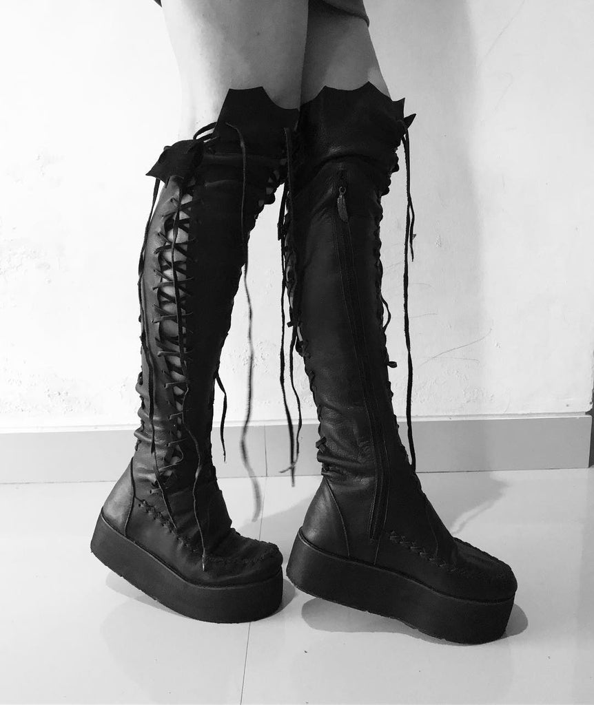 Leather Boots – Black Knee High Leather Boots For Women | Gipsy Dharma