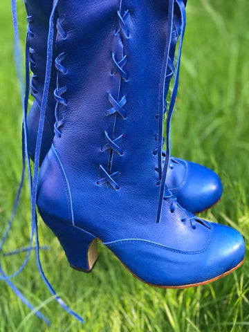 Cobalt Blue Victorian Ankle Boots for Pre Order
