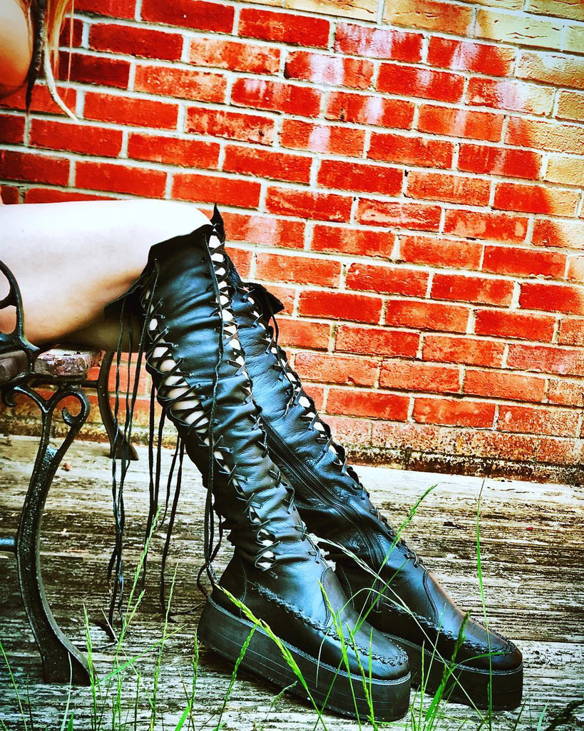 Black high platform clearance boots