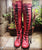'Clockwork Fairy' Knee High Boots in Oxblood with Black Soles