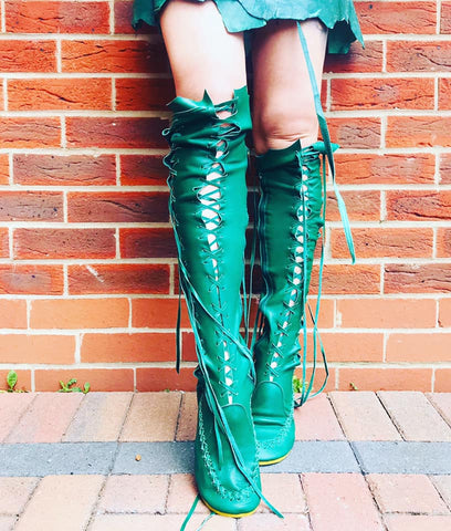 Emerald Green Knee High Boots for Pre Order