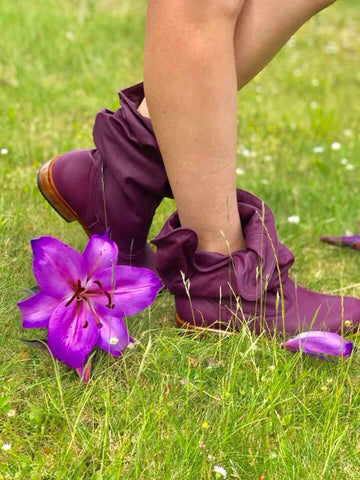 'Fairy Slippers' Ankle Boots in Plum for Pre Order