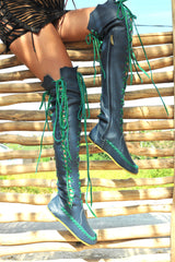 'Mermaid's Tail' Knee High Leather Boots for Pre Order