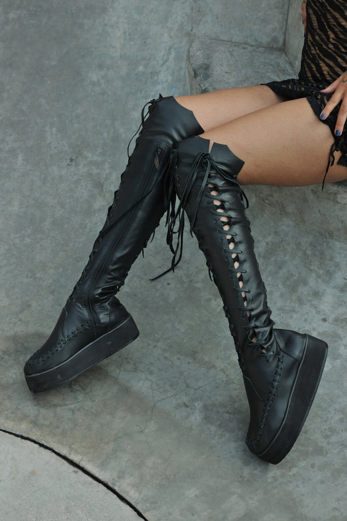 Leather Boots – Black Knee High Leather Boots For Women