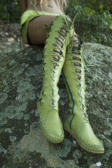 Forest Fairy Knee High Leather Boots