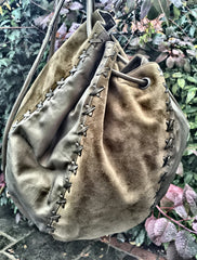 Olive String Hand Bag and Rucksack