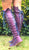 Plum knee high boots with cobalt laces