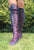 Plum knee high boots with cobalt laces