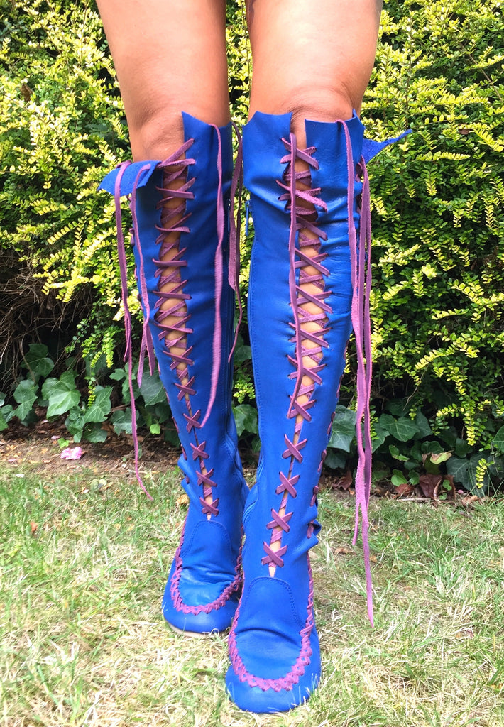 Leather Boots – Cobalt Blue Knee High Leather Boots | Gipsy Dharma