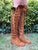 Tan Knee High Suede Boots with Tan Laces