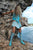 Turquoise Python Leather Knee High Boots