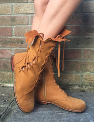 'Clockwork Fairy' Ankle Boots in Tan