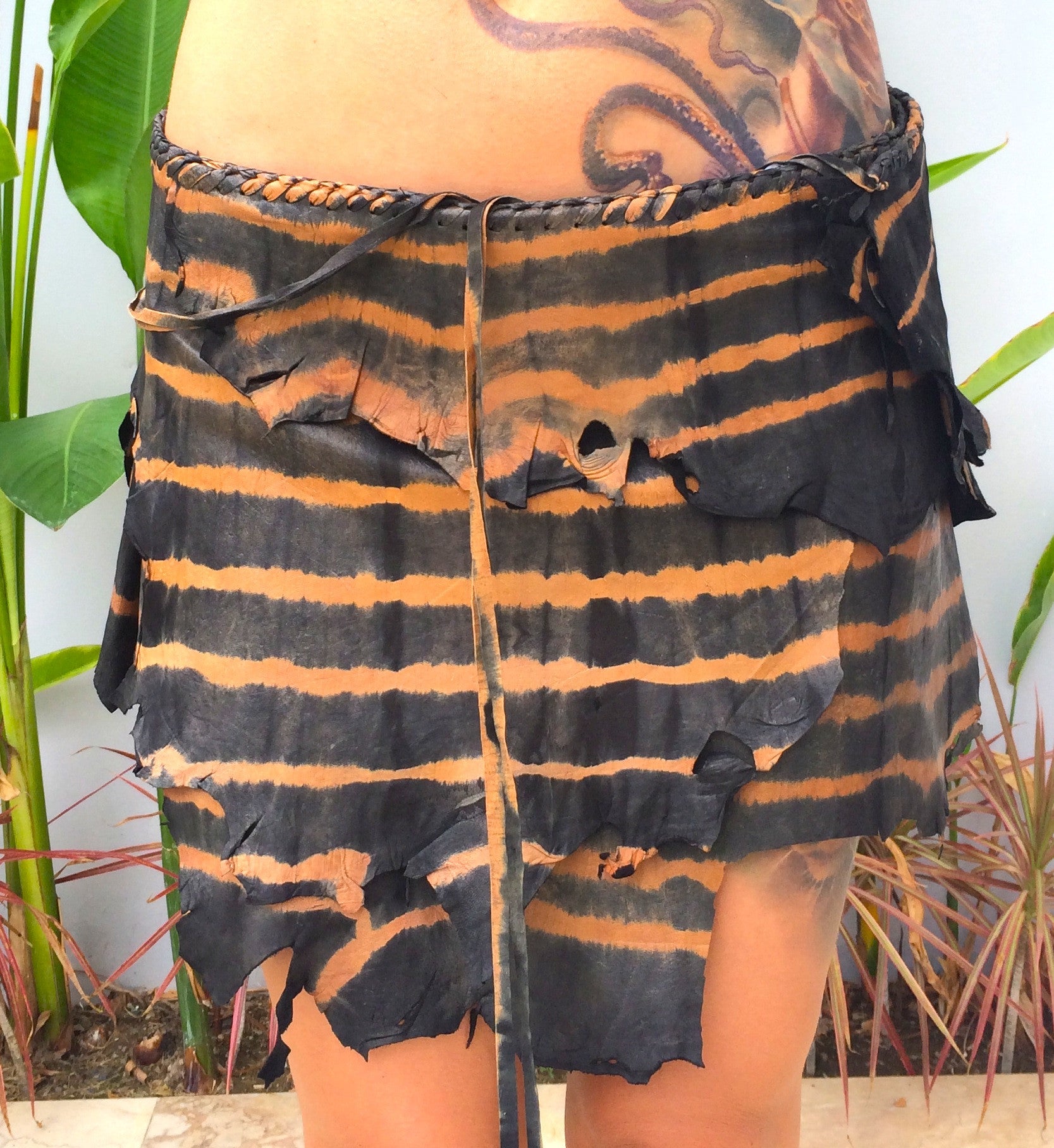 Gipsy Dharma tan and black leather black skirt