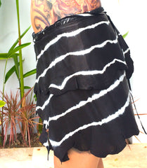 Zebra tie dye leather skirt