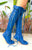 Cobalt blue knee high leather boots