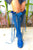 Cobalt blue knee high leather boots