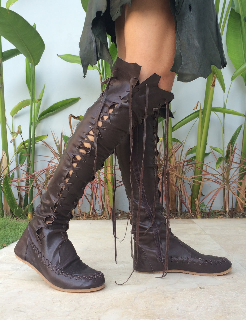 nubuck knee high boots