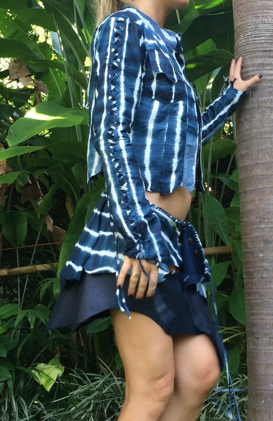 Chaqueta bolero tie-dye azul marino