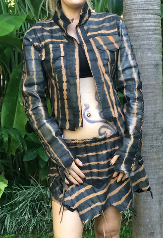 Black and Tan tie dye bolero jacket
