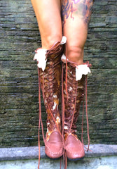 Chocolate Galaxy Tie Dye Knee High Leather Boots