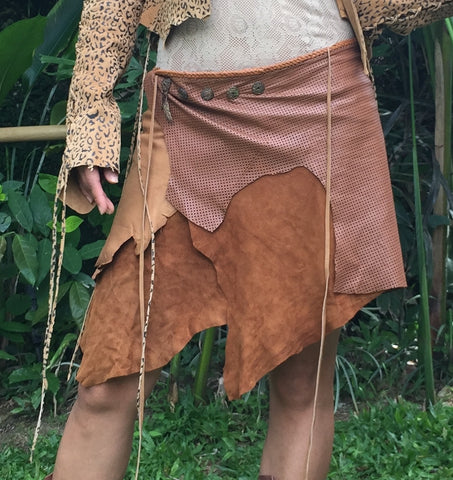 Antique Tan Leather Belt Skirt for Pre Order