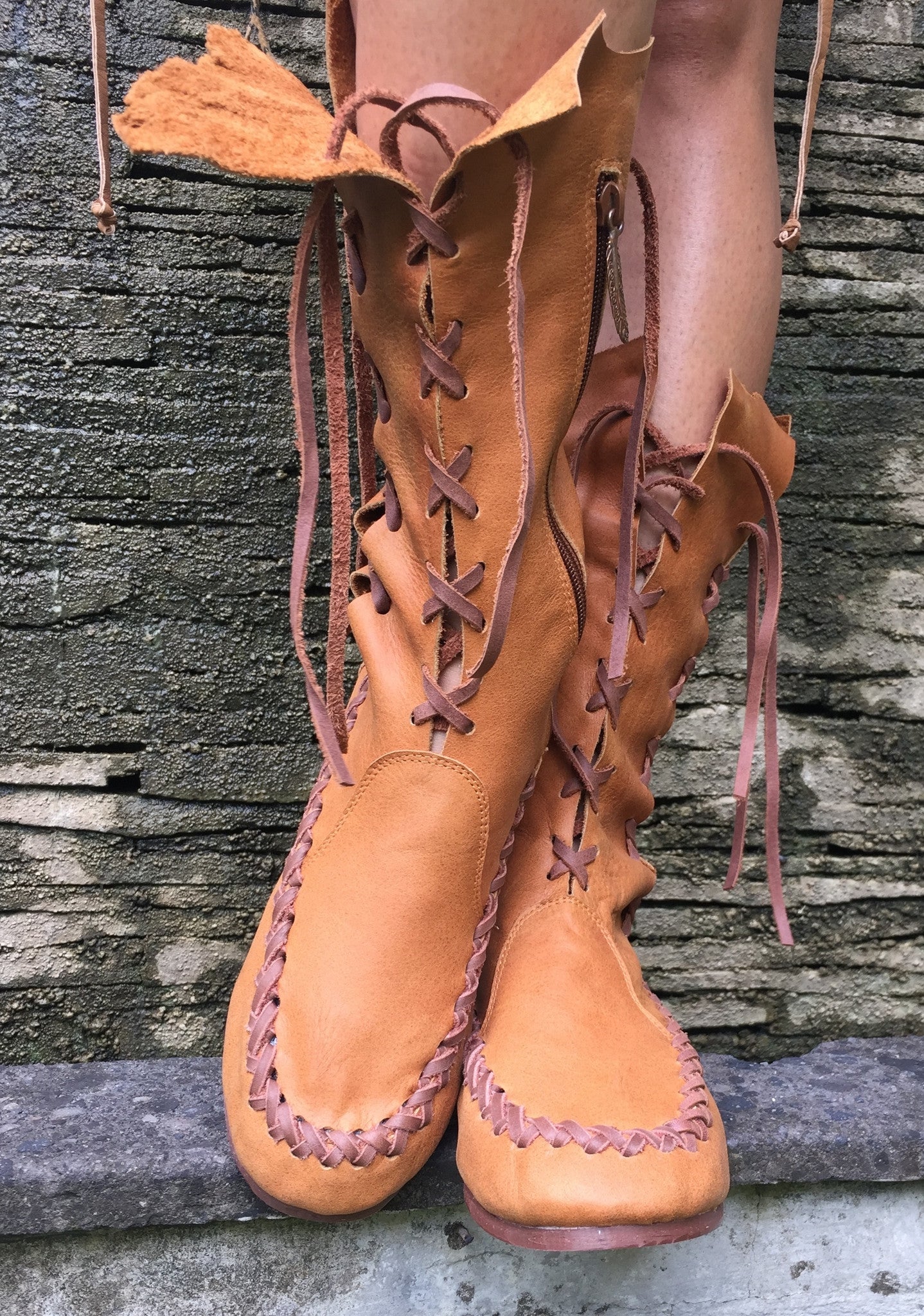 Botines de cuero color tostado - 50% de descuento