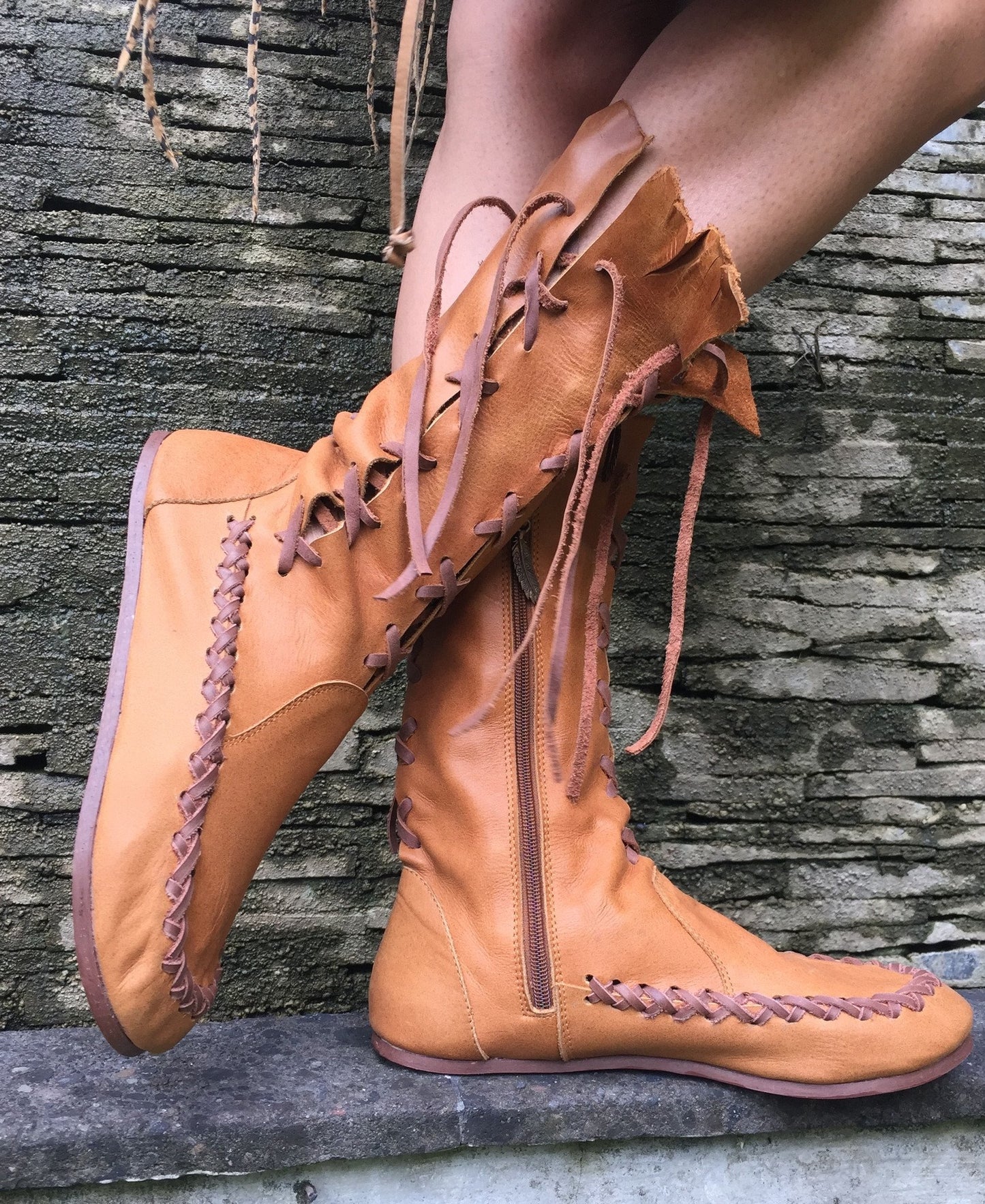 Botines de cuero color tostado - 50% de descuento