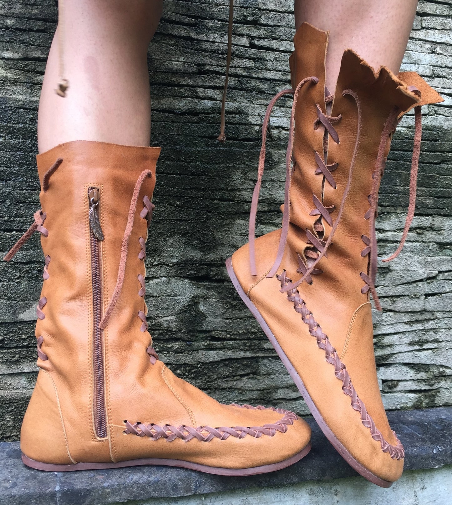 Botines de cuero color tostado - 50% de descuento