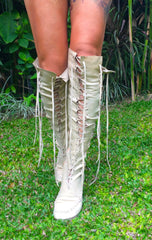 'With Cream On Top' Leather Knee High Boots