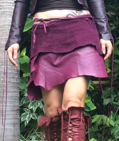 Plum Leather Skirt