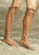 Tan Knee High Leather Boots with Tan Laces