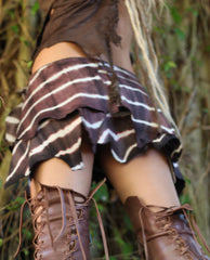 Brown tie dye leather belt skirt