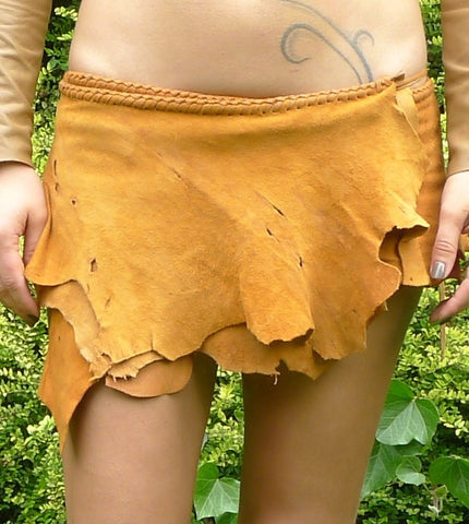 Antique Tan Leather Belt Skirt