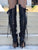Ms Perfect Black Leather Over Knee High Boots for Pre Order