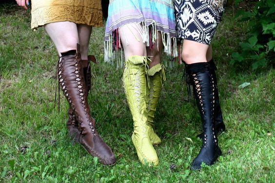 Pleather Boots Black Knee High Faux Leather Boots For Women Gip