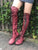 'Clockwork Fairy' Knee High Boots in Oxblood with Black Soles