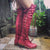 'Clockwork Fairy' Knee High Boots in Oxblood with Tan Soles