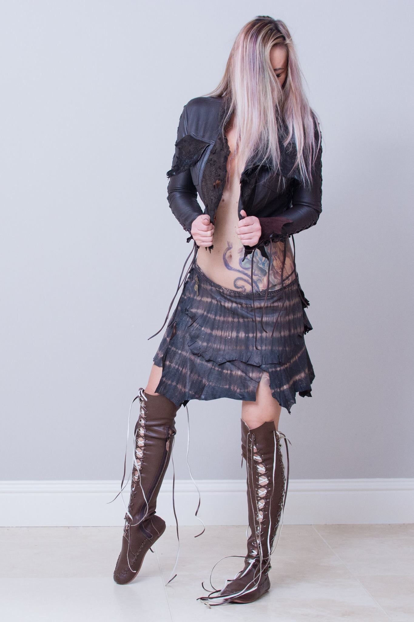 'Madagascar Chocolate' Vegan Pleather Knee High Boots
