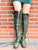 'Clockwork Fairy' Knee High Boots in Dark Forest Green for Pre Order