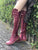 'Clockwork Fairy' Knee High Boots in Oxblood with Tan Soles