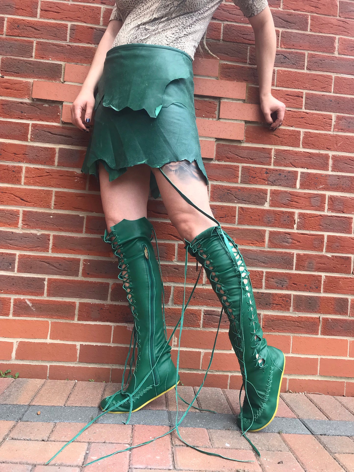 Emerald Leather Skirt